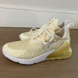 Light Yellow Nike Air Max 270’s in women’s 8